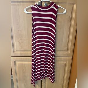 Summer loose fit red & white stripped dress
